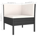 11 részes fekete polyrattan kerti ülőgarnitúra párnákkal 7