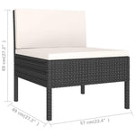 8 részes fekete polyrattan kerti ülőgarnitúra párnákkal 8