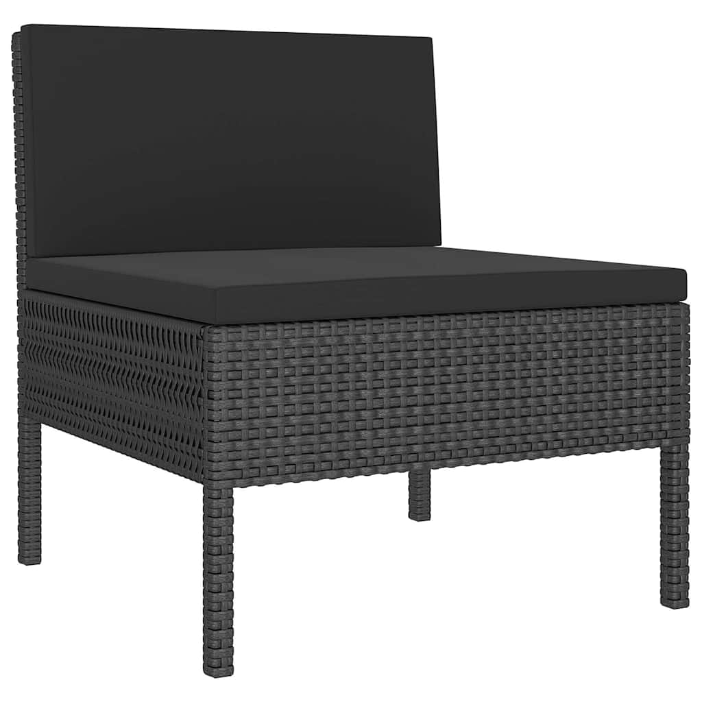 8 részes fekete polyrattan kerti ülőgarnitúra párnákkal 5