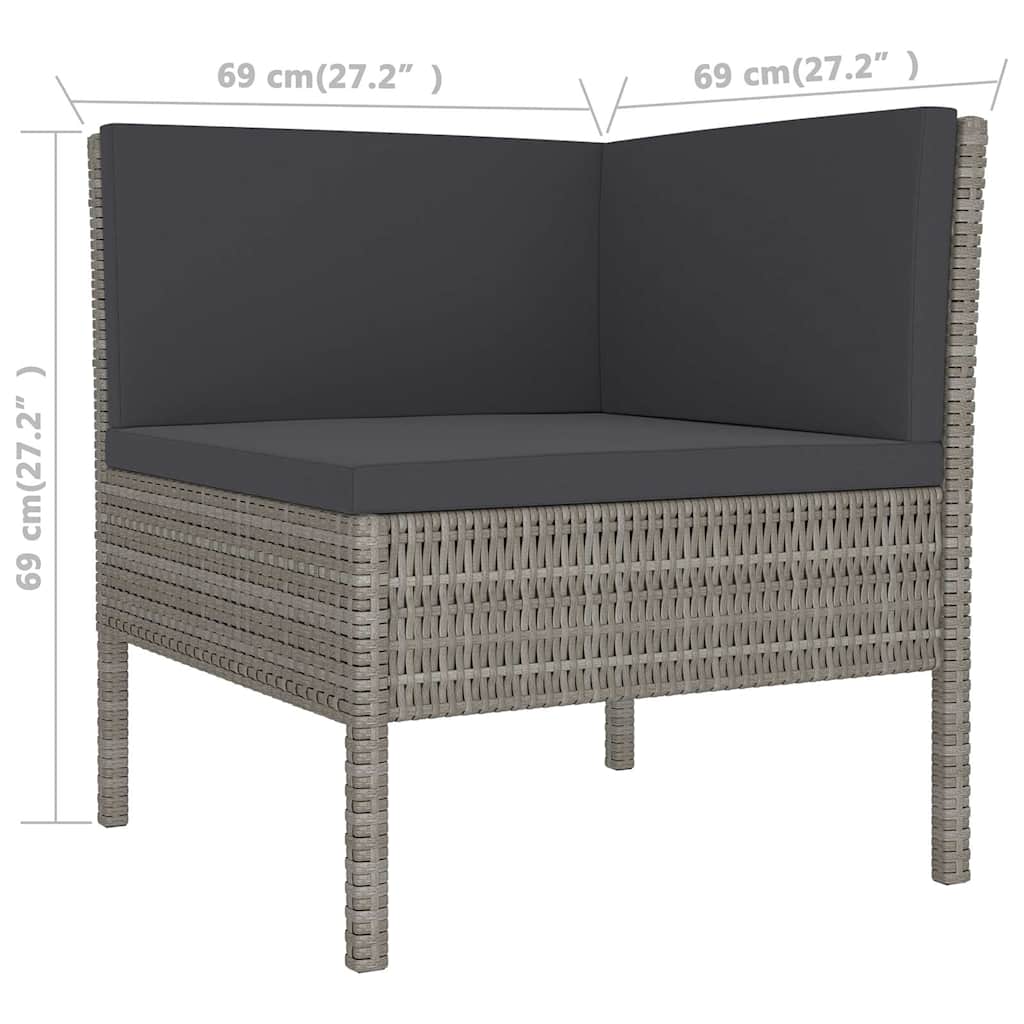 12 részes szürke polyrattan kerti ülőgarnitúra párnákkal 5