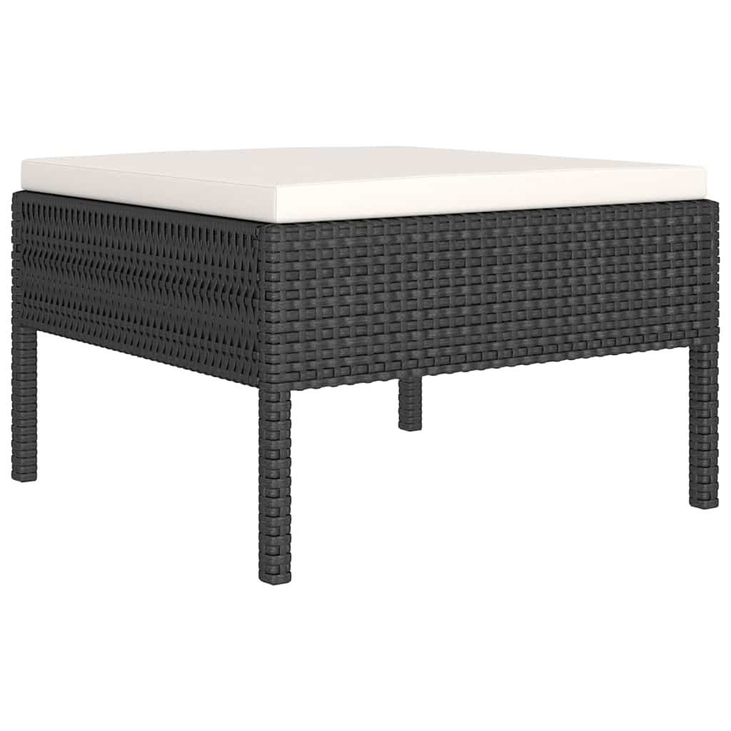 11 részes fekete polyrattan kerti ülőgarnitúra párnákkal 3