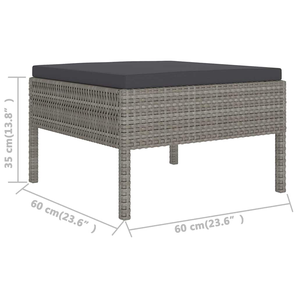 12 részes szürke polyrattan kerti ülőgarnitúra párnákkal 6