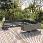 12 részes szürke polyrattan kerti ülőgarnitúra párnákkal