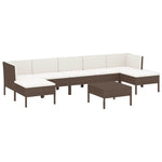 8 részes barna polyrattan kerti bútorszett párnákkal 2