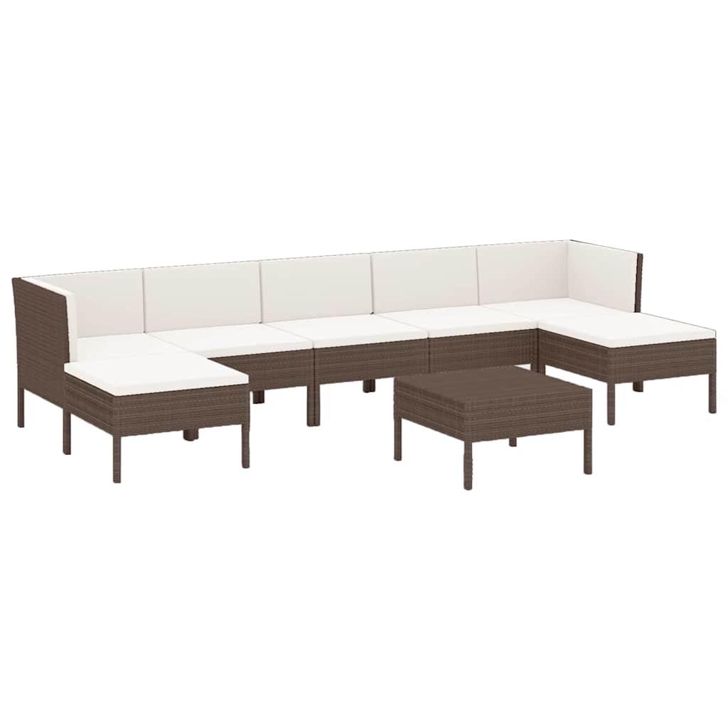 8 részes barna polyrattan kerti bútorszett párnákkal 2