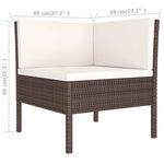 8 részes barna polyrattan kerti bútorszett párnákkal 9