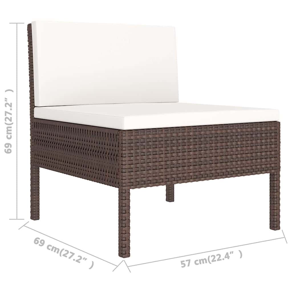 8 részes barna polyrattan kerti bútorszett párnákkal 10