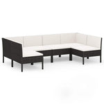 6 részes fekete polyrattan kerti ülőgarnitúra párnákkal 2