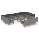 14 részes szürke polyrattan kerti ülőgarnitúra párnákkal 2