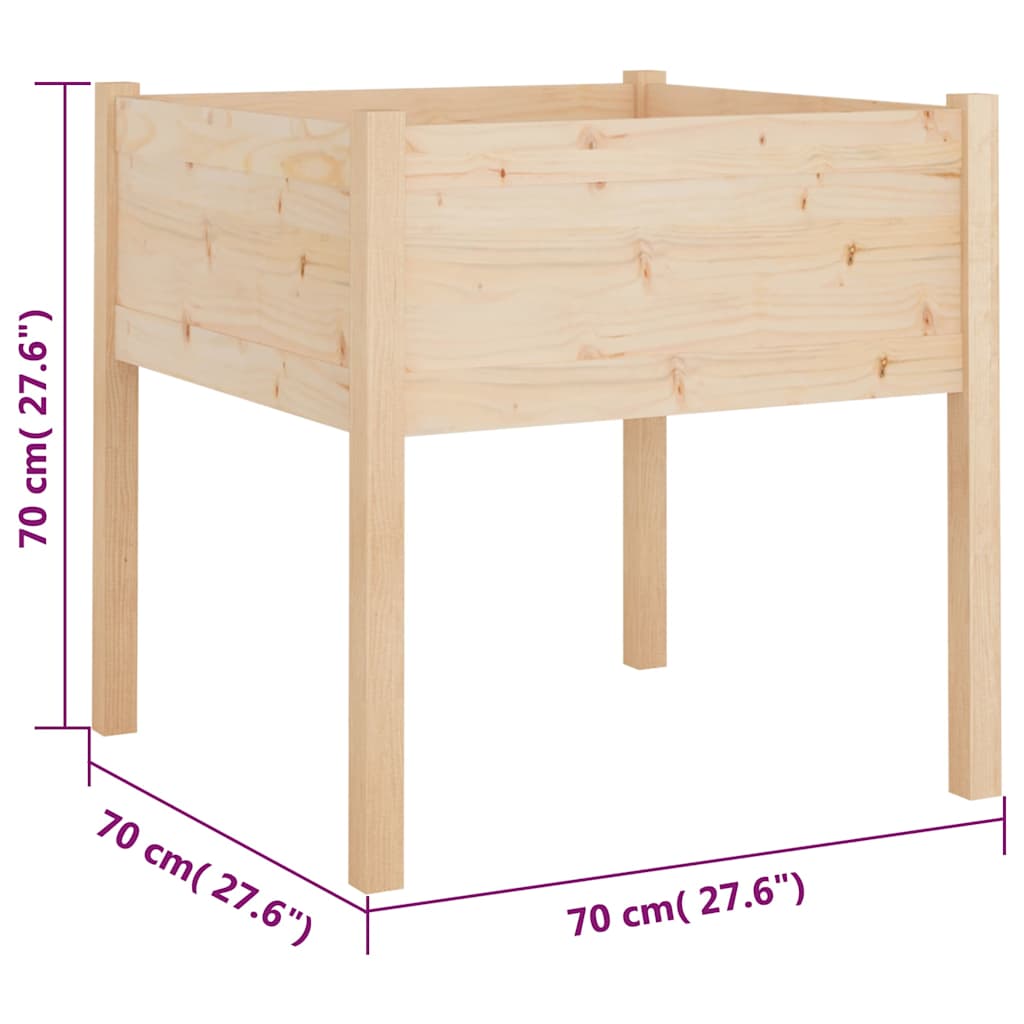 2 db tömör fenyőfa kerti virágtartó 70 x 70 x 70 cm 8