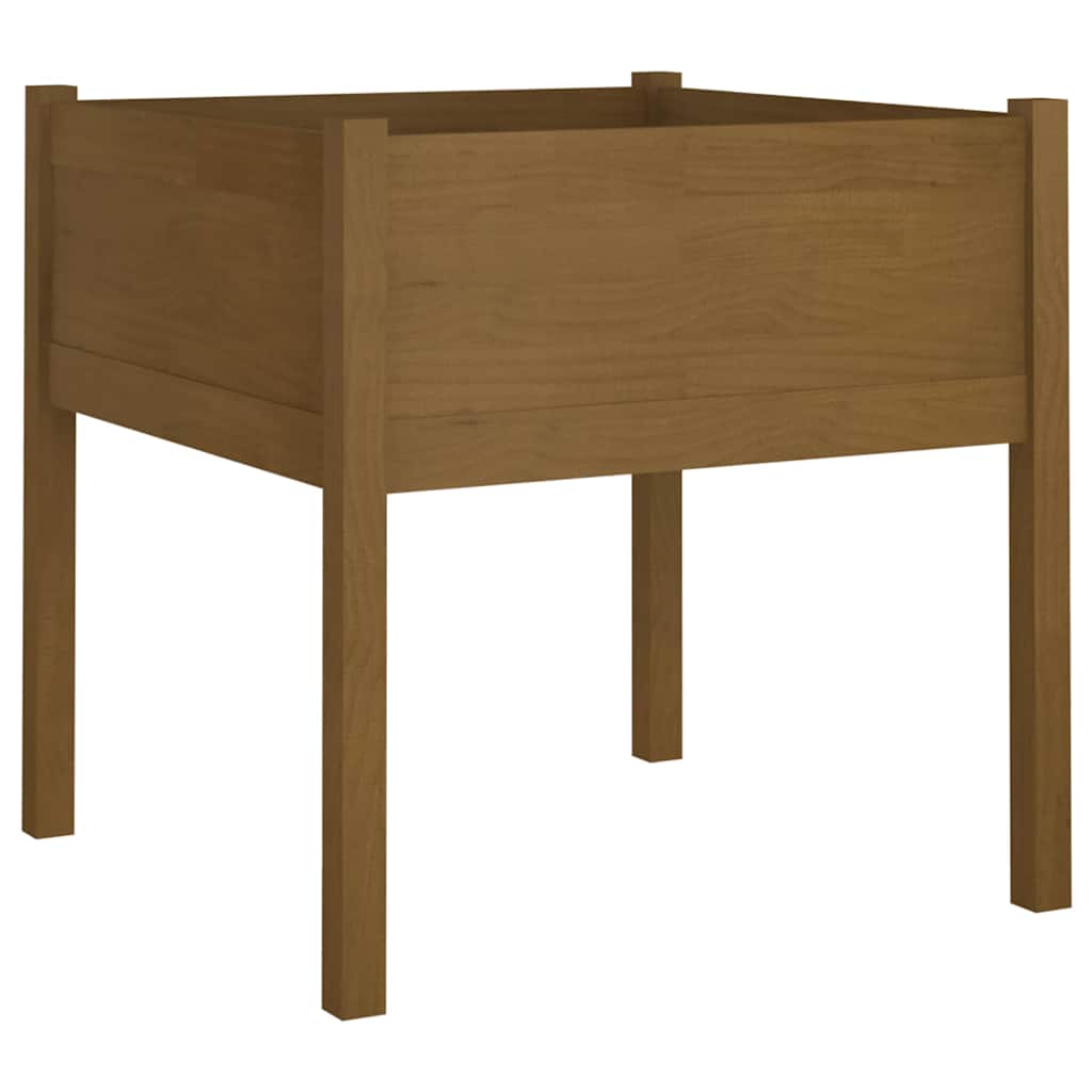 2 db mézbarna tömör fenyőfa kerti virágtartó 70 x 70 x 70 cm 4