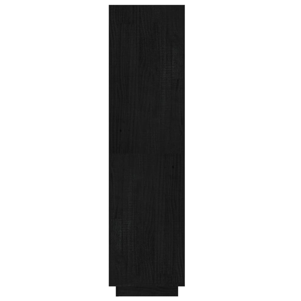 Fekete tömör fenyőfa könyvszekrény/térelválasztó 60x35x135 cm 6