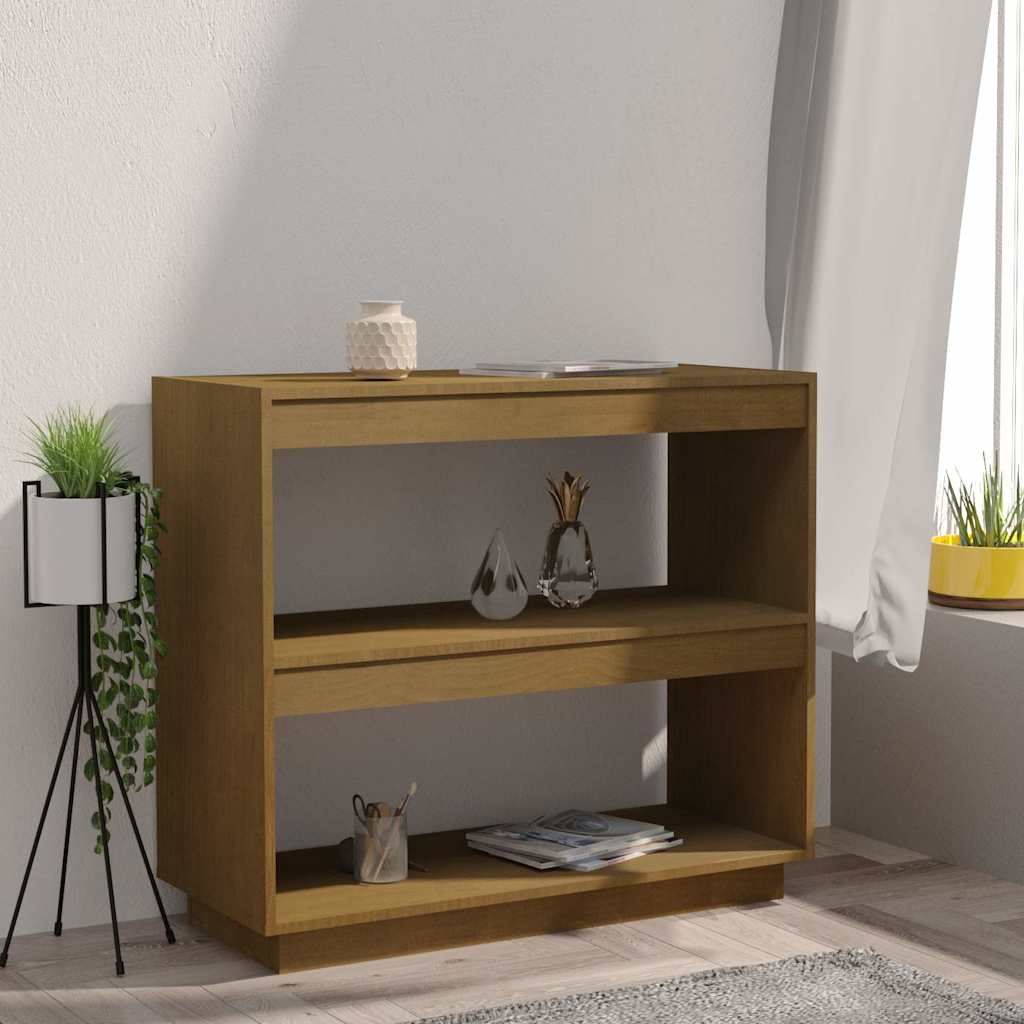 Mézbarna tömör fenyőfa könyvszekrény 80 x 35 x 71 cm 3