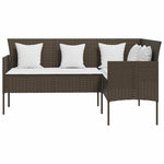 Barna polyrattan L-alakú kanapé párnával 3