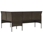 Barna polyrattan L-alakú kanapé párnával 5