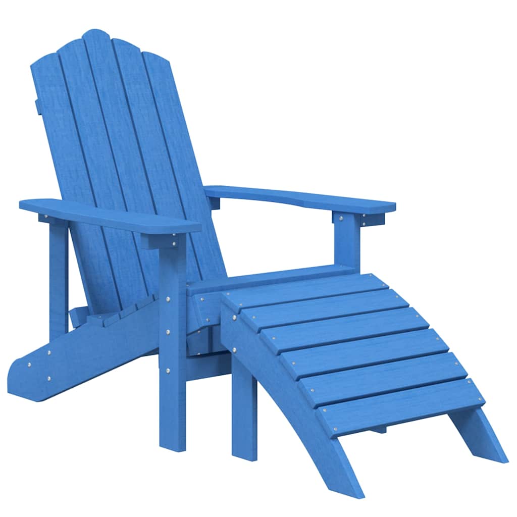 Vízkék HDPE kerti adirondack szék lábtartóval 2