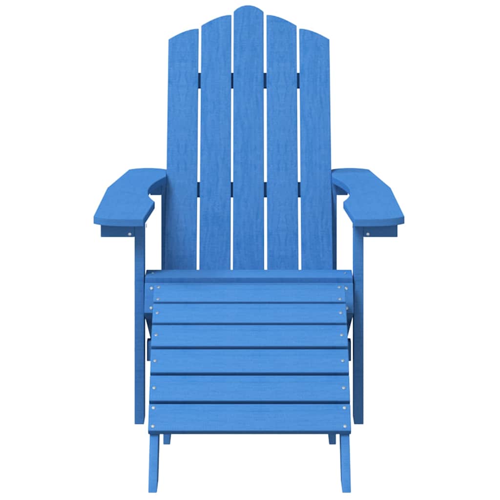 Vízkék HDPE kerti adirondack szék lábtartóval 3