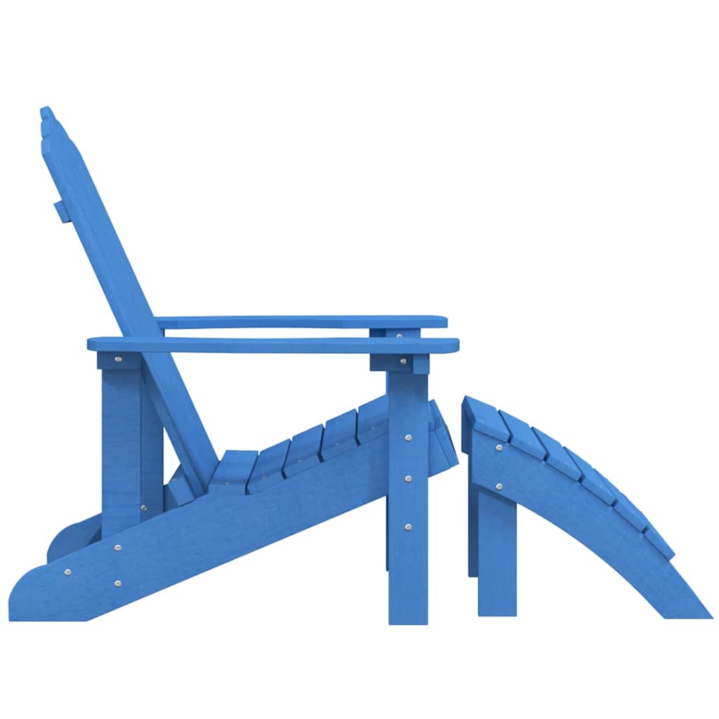 Vízkék HDPE kerti adirondack szék lábtartóval 4