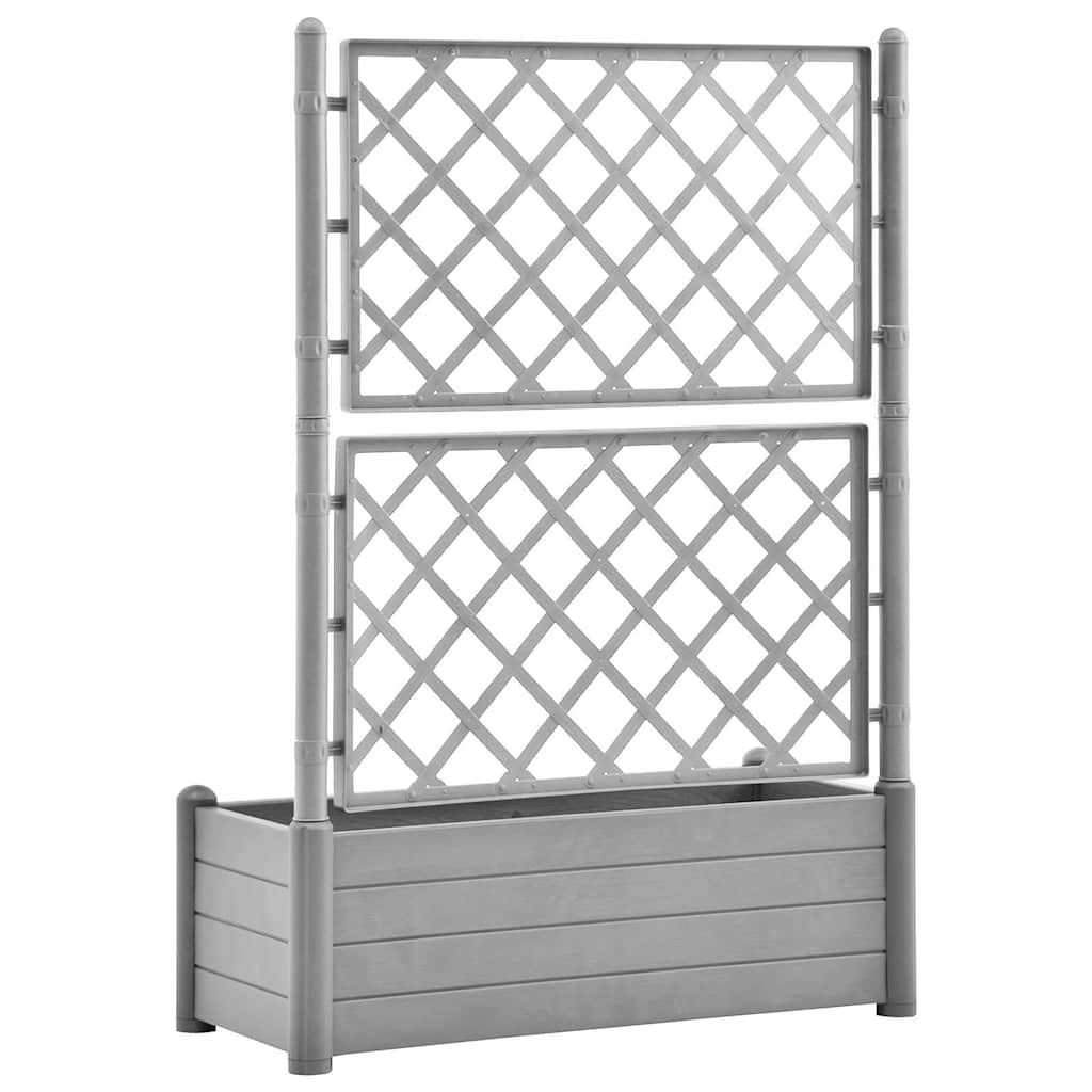 Kőszürke polipropilén rácsos kerti ültetőláda 100 x 43 x 142 cm 6