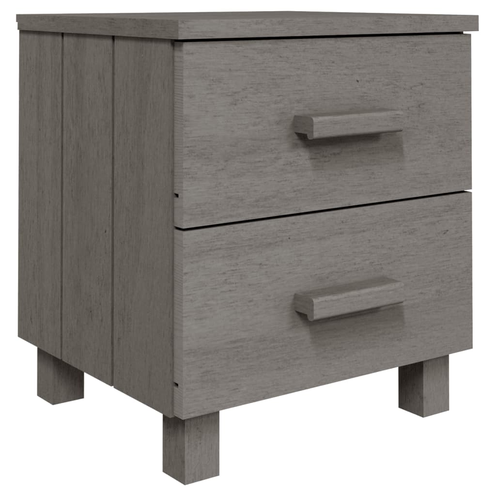 HAMAR 2 db világosszürke tömör fa éjjeliszekrény 40x35x44,5 cm 3