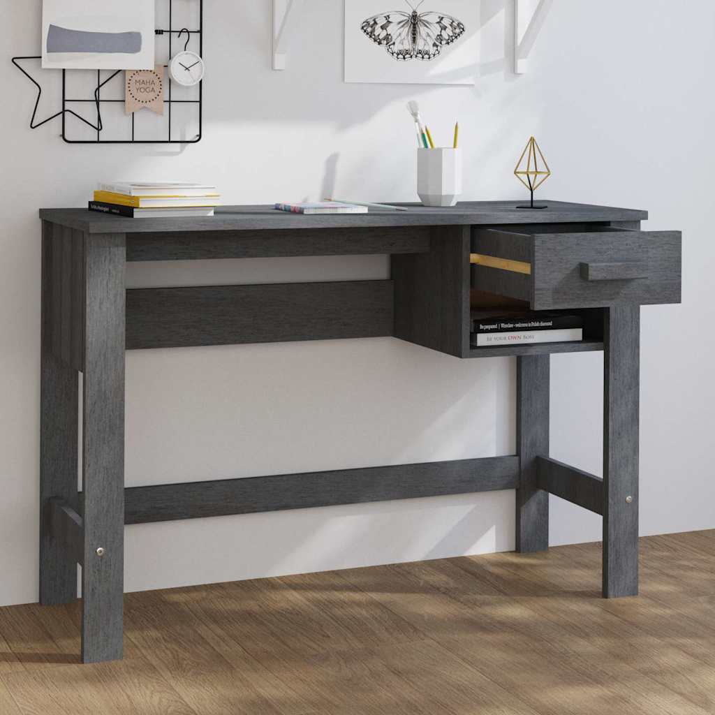 HAMAR sötétszürke tömör fenyőfa íróasztal 110 x 40 x 75 cm 3