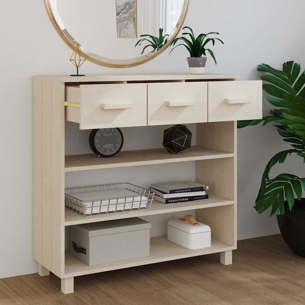 HAMAR mézbarna tömör fenyőfa tálalóasztal 90 x 35 x 90 cm 3