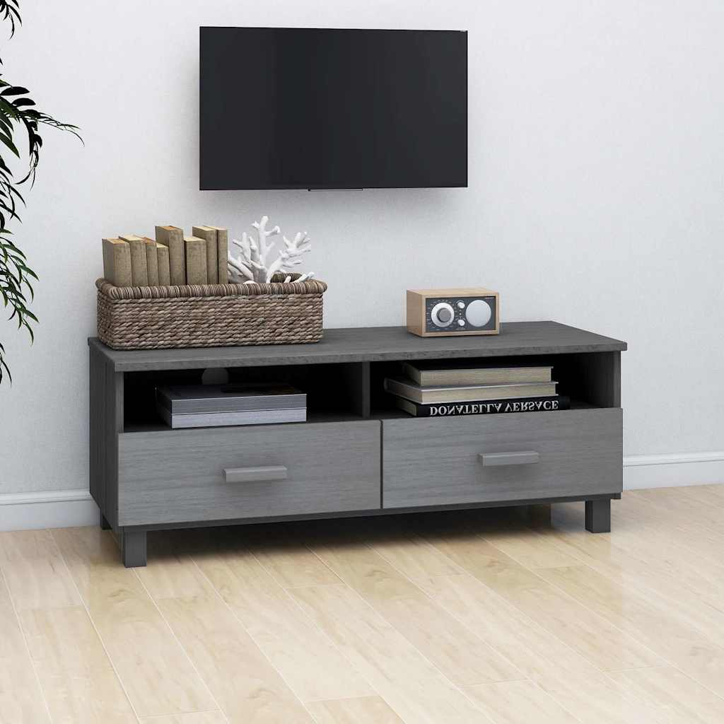 HAMAR sötétszürke tömör fenyőfa TV-szekrény 106 x 40 x 40 cm 7