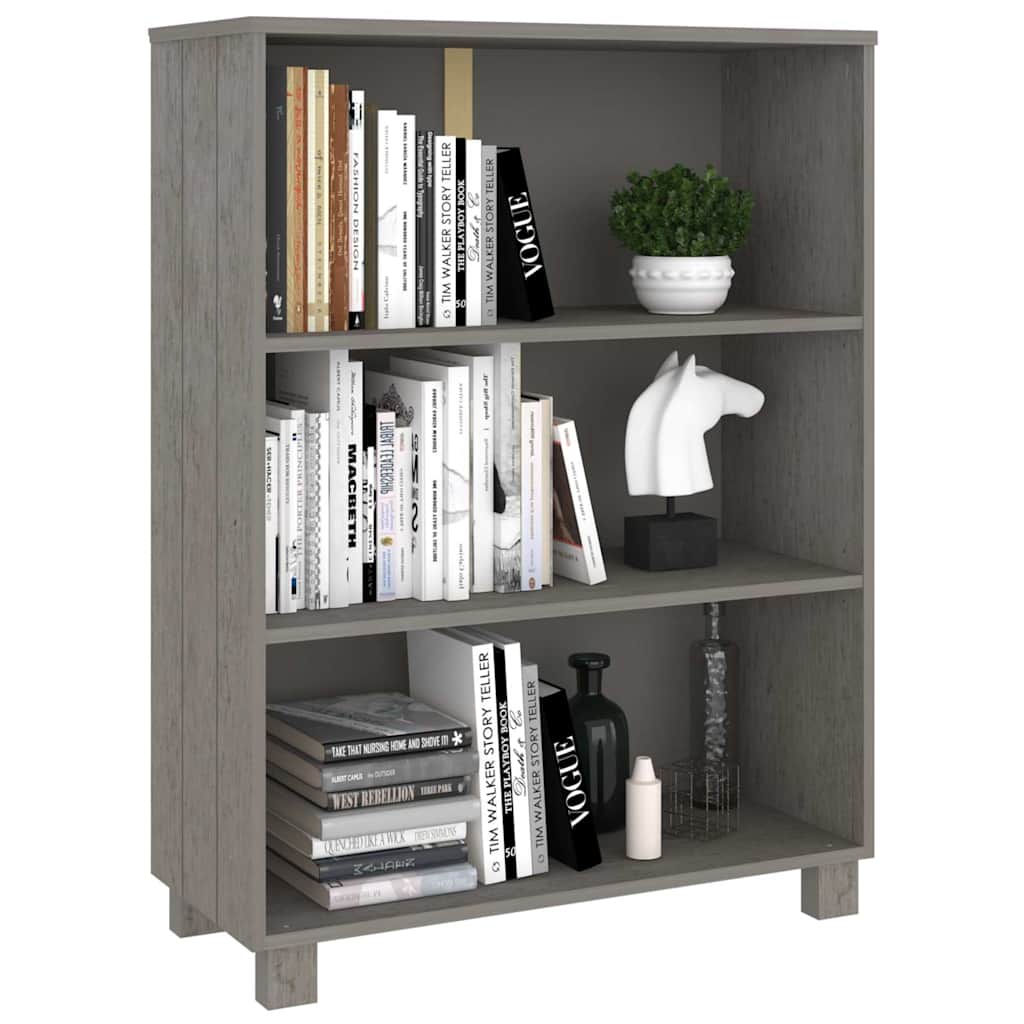 HAMAR világosszürke tömör fenyőfa könyvszekrény 85x35x112 cm 6