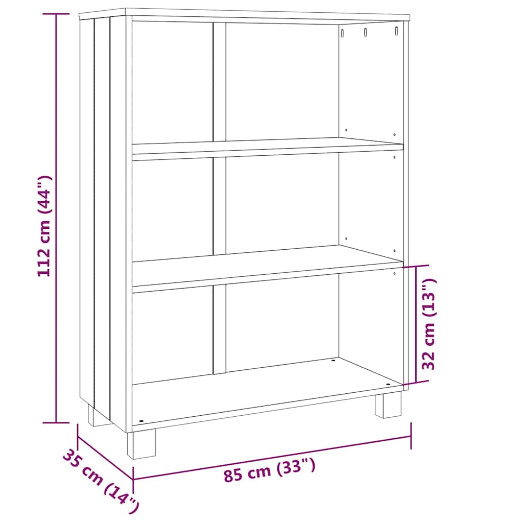 HAMAR világosszürke tömör fenyőfa könyvszekrény 85x35x112 cm 8
