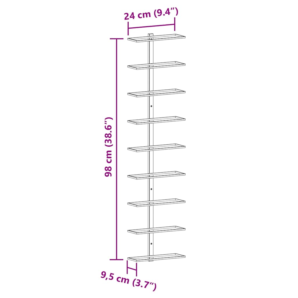 Fehér vas falra szerelhető bortartó állvány 9 palacknak 9