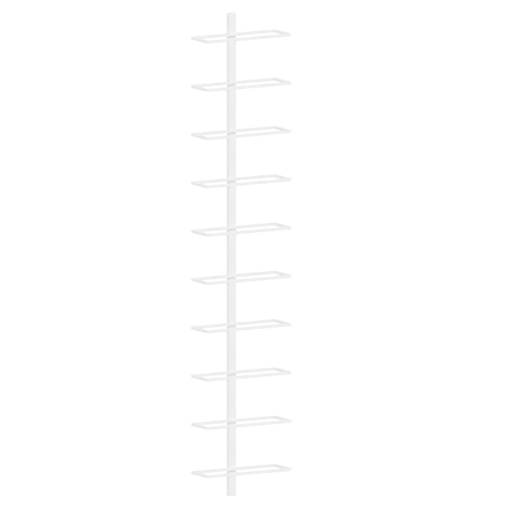 Fehér fém falra szerelhető bortartó állvány 10 palacknak 5