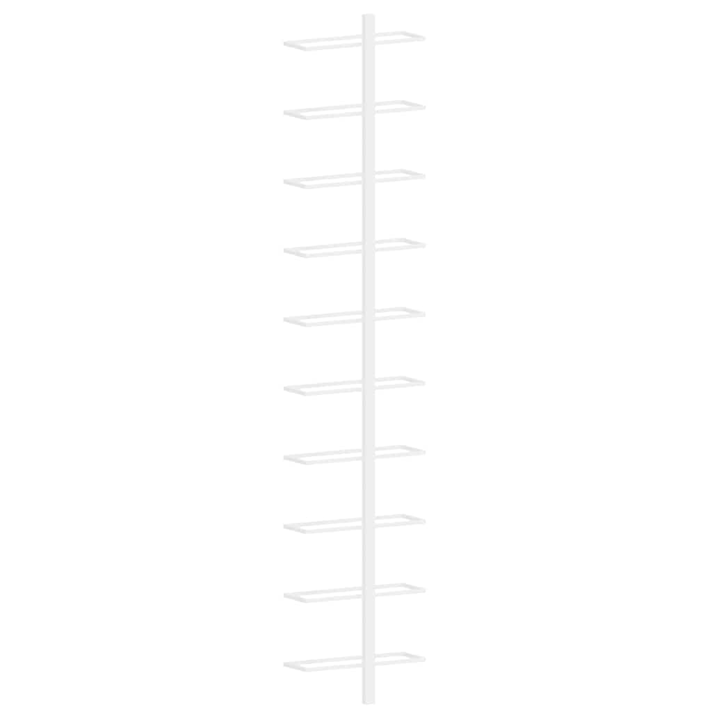 Fehér fém falra szerelhető bortartó állvány 10 palacknak 8