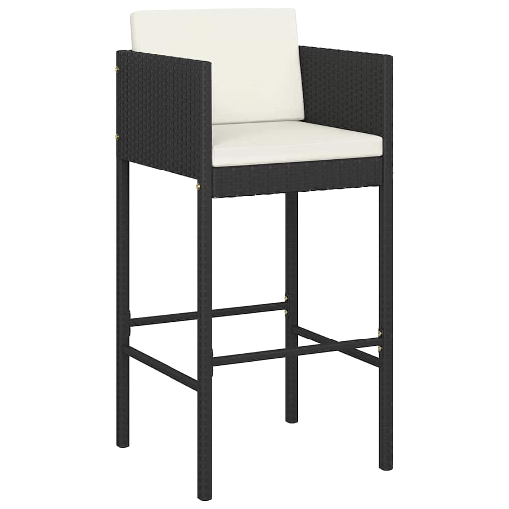 5 részes fekete polyrattan kerti bárszett párnákkal 3