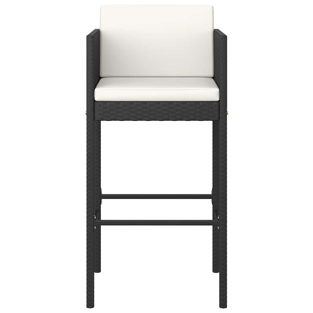 5 részes fekete polyrattan kerti bárszett párnákkal 4