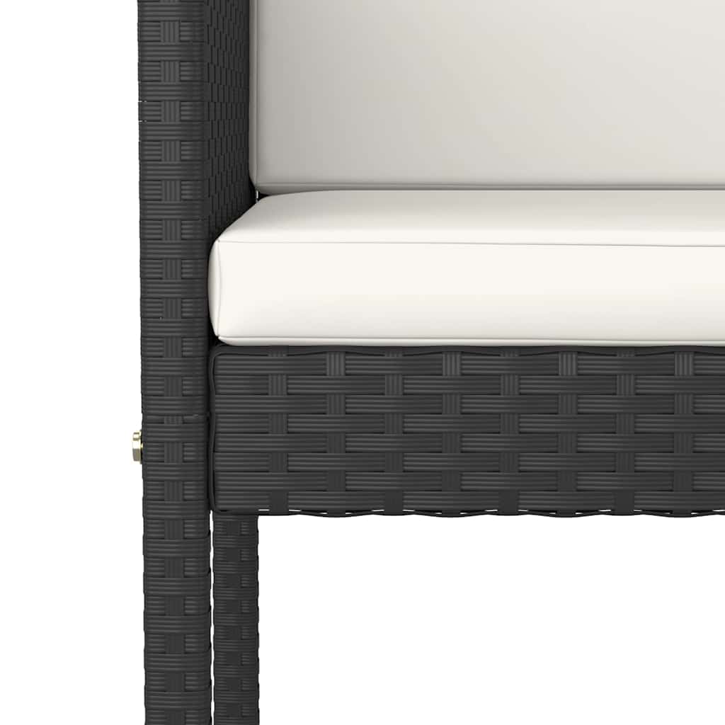 5 részes fekete polyrattan kerti bárszett párnákkal 5