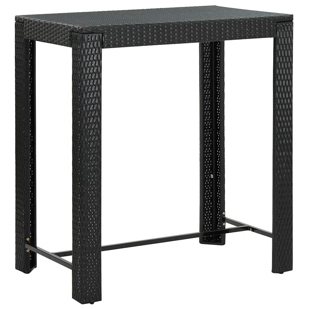 5 részes fekete polyrattan kerti bárszett párnákkal 6