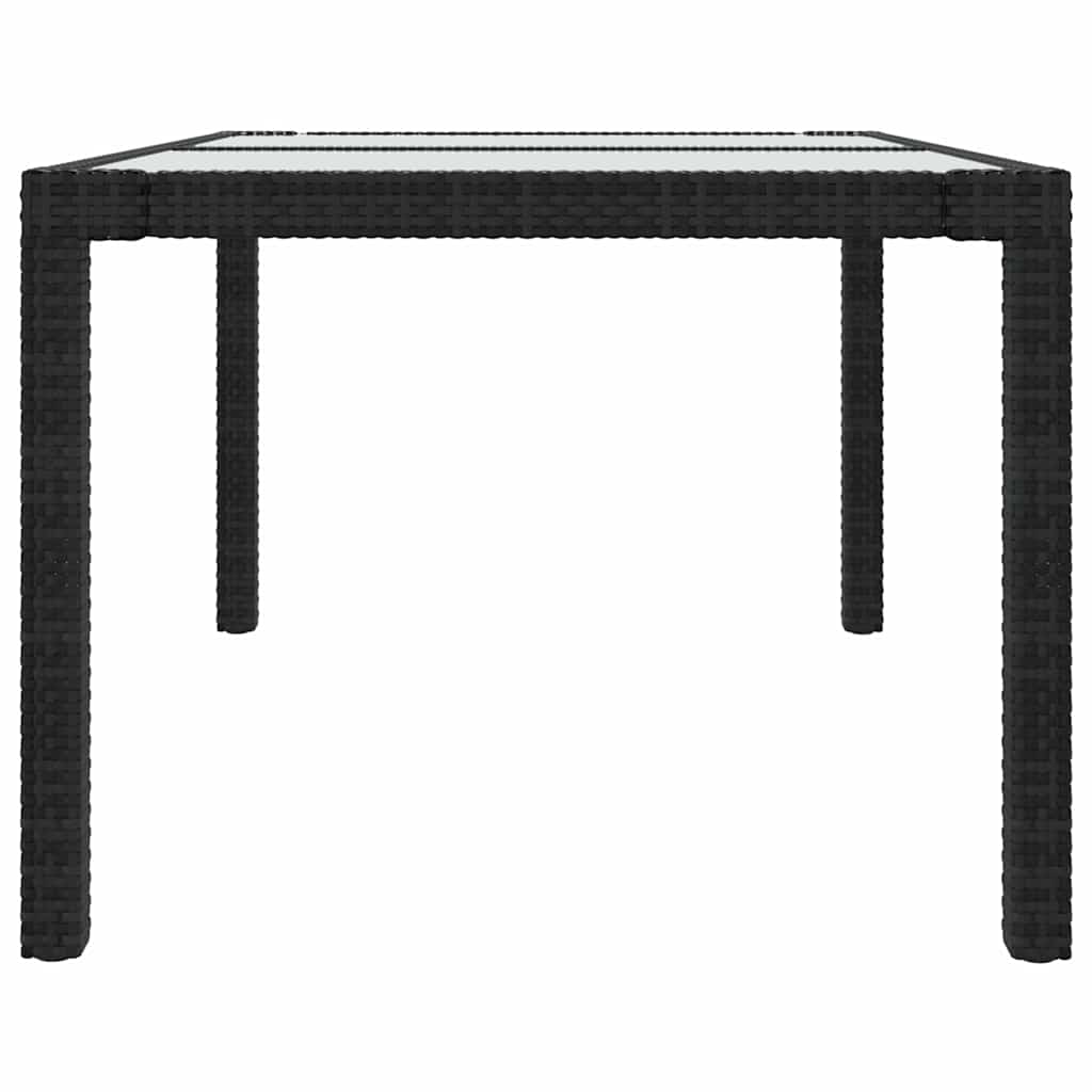 7 részes fekete polyrattan kültéri étkezőszett párnákkal 12