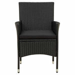 7 részes fekete polyrattan kültéri étkezőszett párnákkal 4