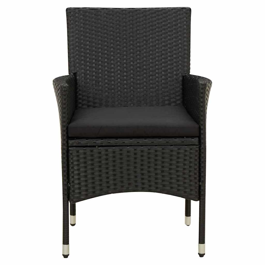 7 részes fekete polyrattan kültéri étkezőszett párnákkal 4