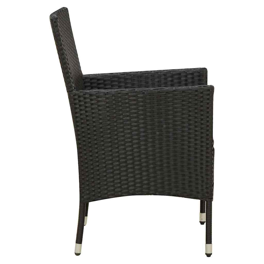 7 részes fekete polyrattan kültéri étkezőszett párnákkal 5