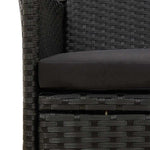 7 részes fekete polyrattan kültéri étkezőszett párnákkal 7