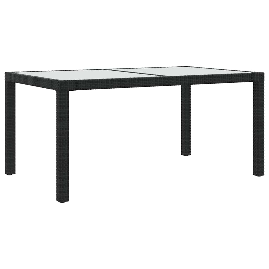 7 részes fekete polyrattan kültéri étkezőszett párnákkal 8