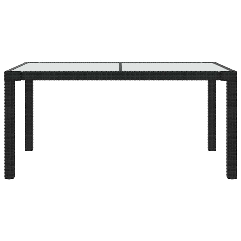 7 részes fekete polyrattan kültéri étkezőszett párnákkal 9