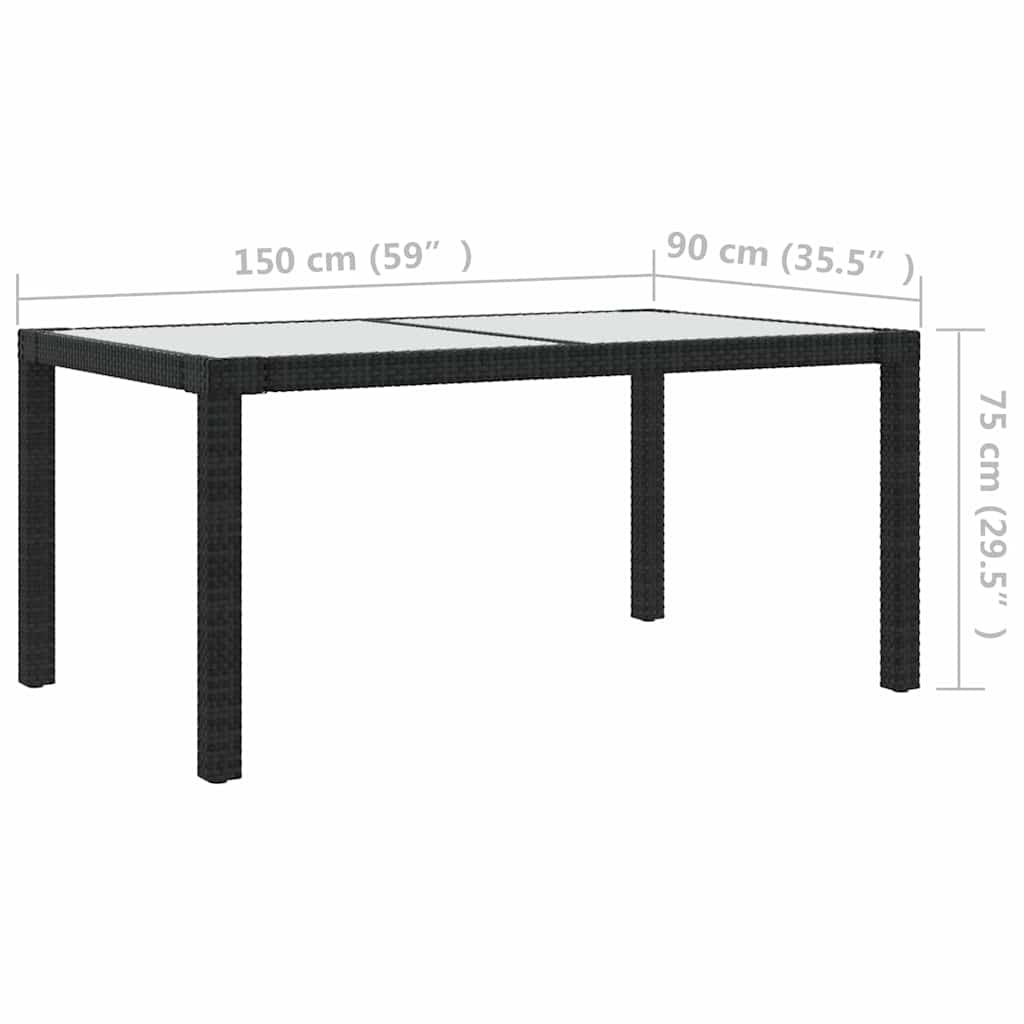 7 részes fekete polyrattan kültéri étkezőszett párnákkal 11