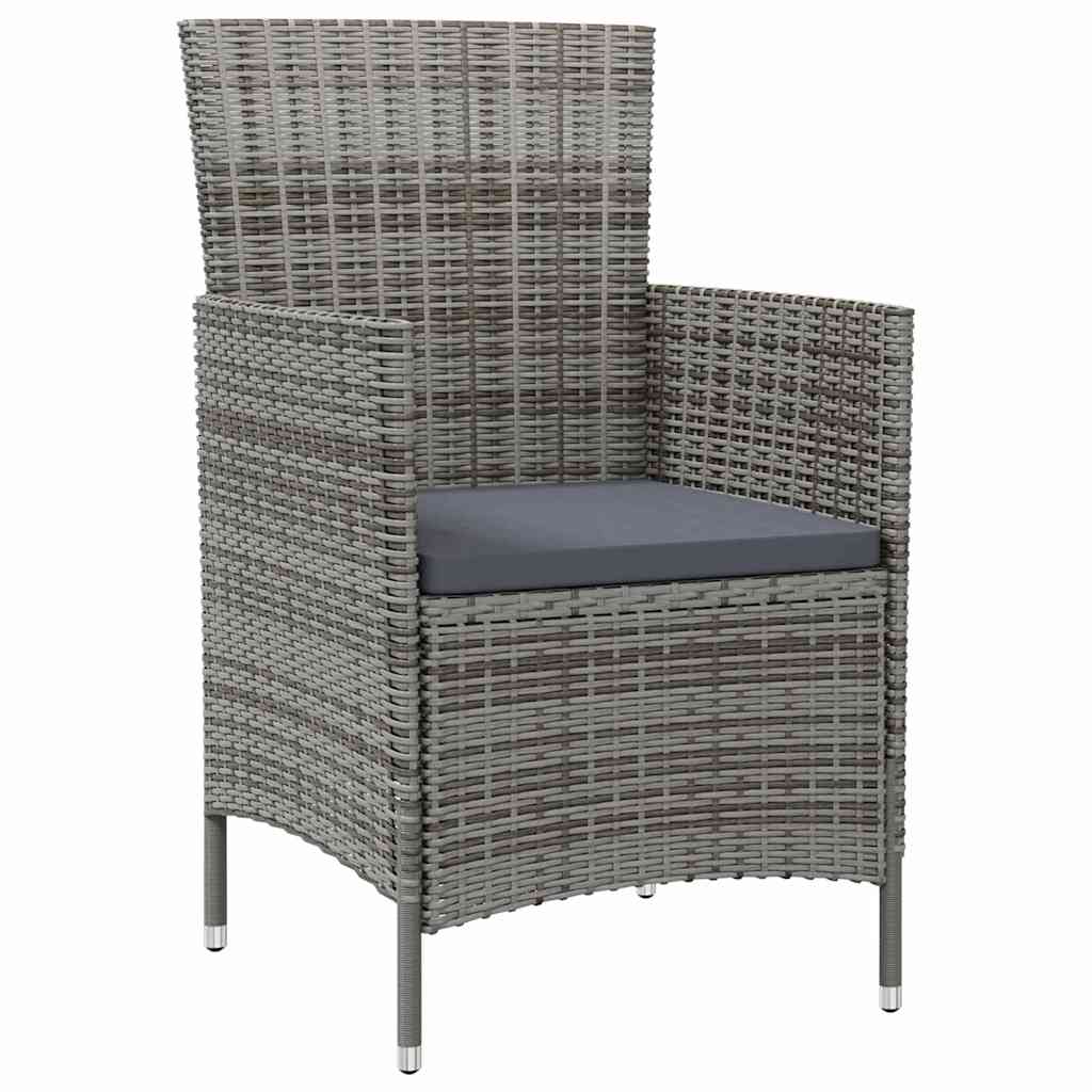 3 részes szürke polyrattan kültéri étkezőszett párnákkal 3