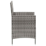3 részes szürke polyrattan kültéri étkezőszett párnákkal 5