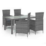 5 részes szürke polyrattan kültéri étkezőgarnitúra párnákkal 2