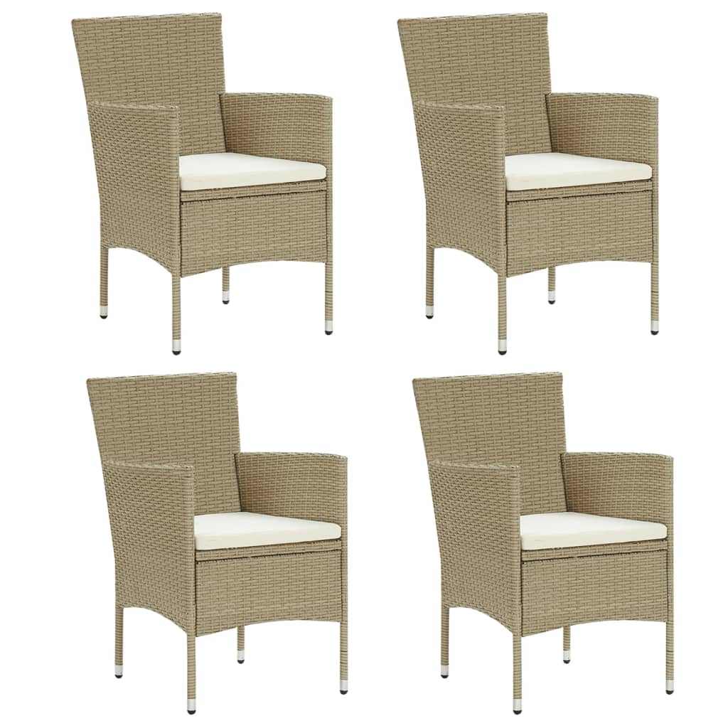 5 részes bézs polyrattan kerti étkezőgarnitúra párnákkal 3