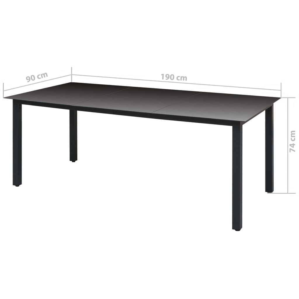 9 részes fekete polyrattan kerti étkezőgarnitúra párnákkal 12