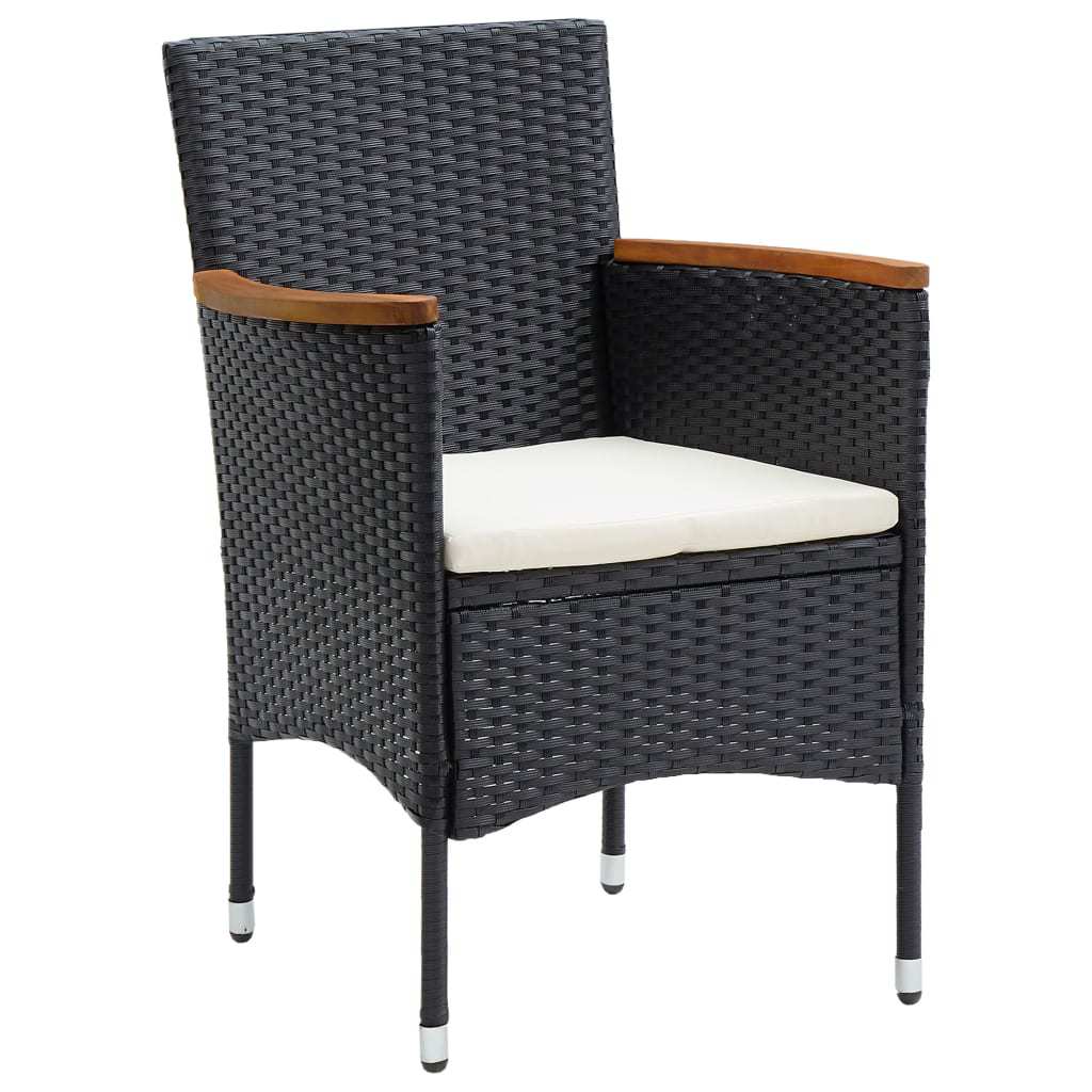 9 részes fekete polyrattan kerti étkezőgarnitúra párnákkal 4